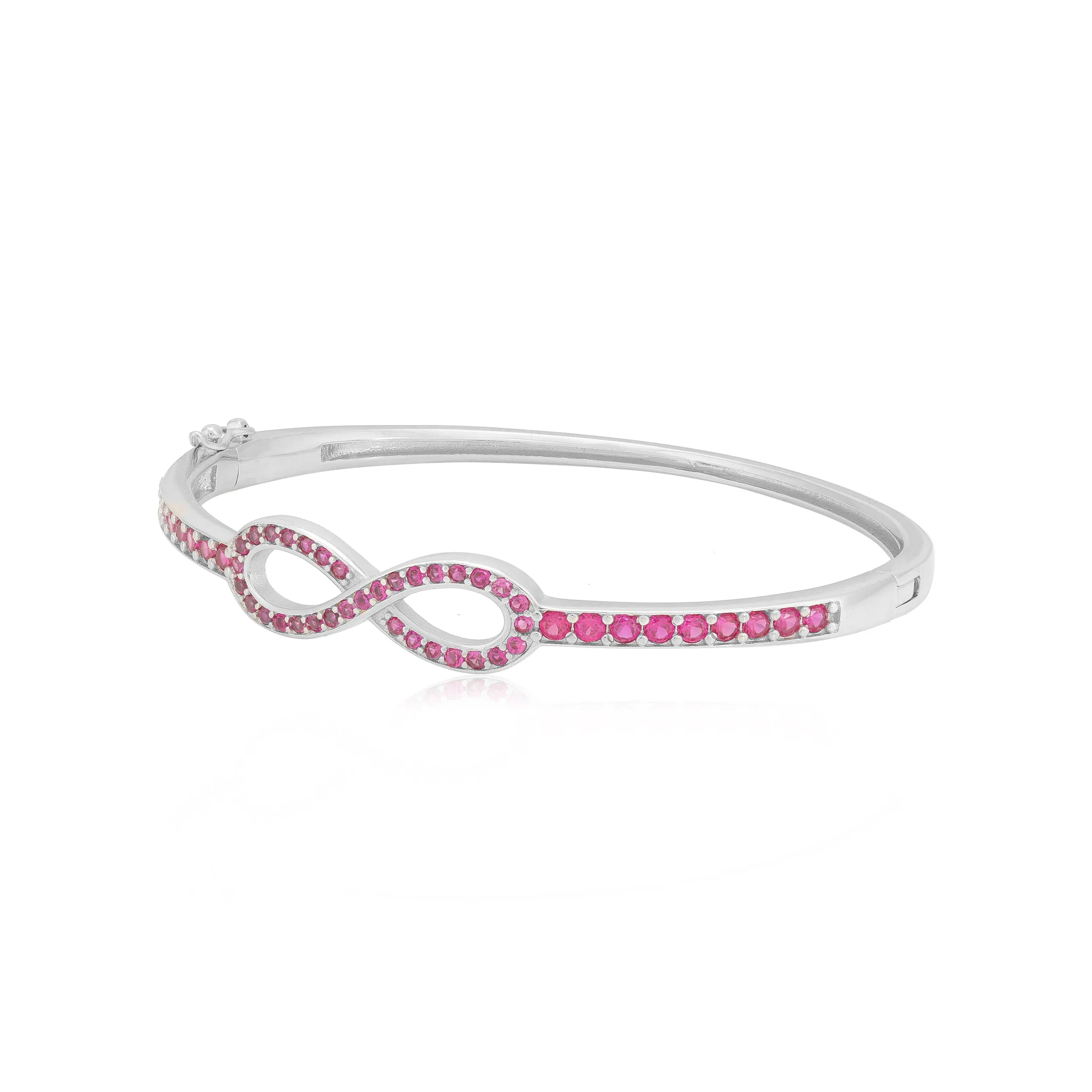 925 Sterling Silver Rhodium Plated Pink Infinity Bracelet for Women
