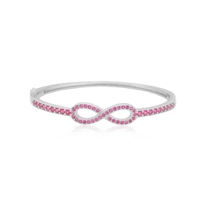 925 Sterling Silver Rhodium Plated Pink Infinity Bracelet for Women