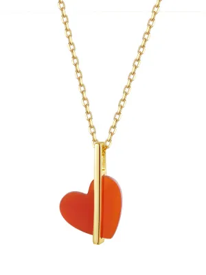 Agate Heart-Shaped Pendant Necklace