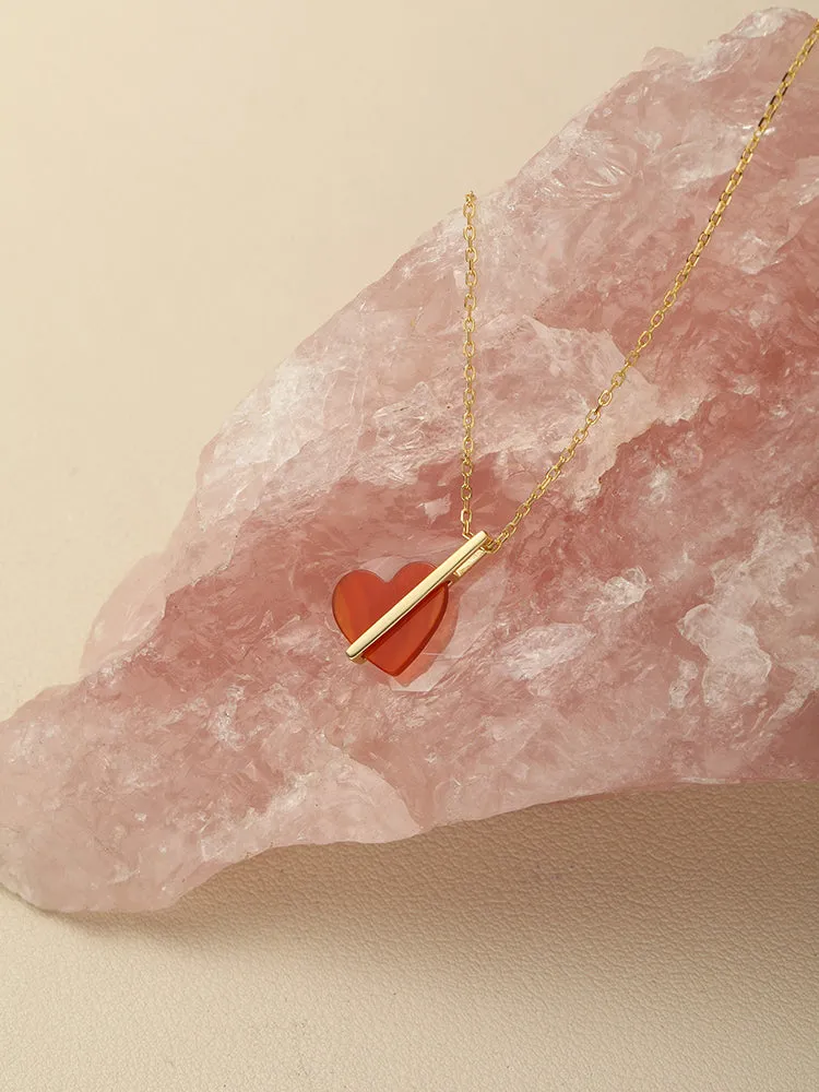 Agate Heart-Shaped Pendant Necklace