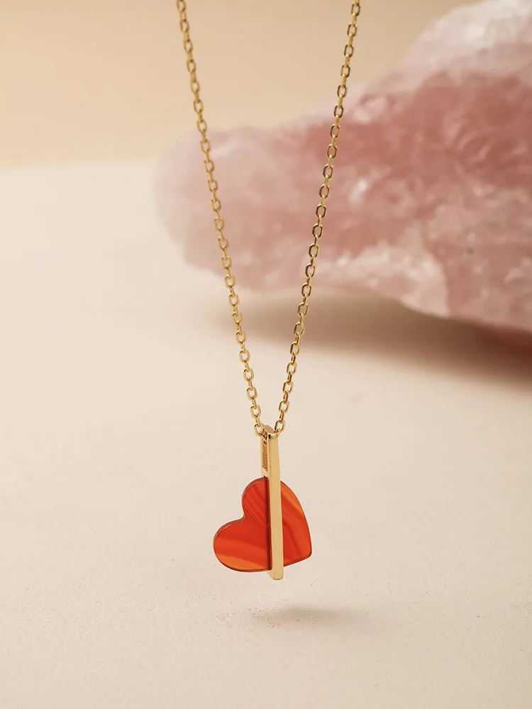 Agate Heart-Shaped Pendant Necklace