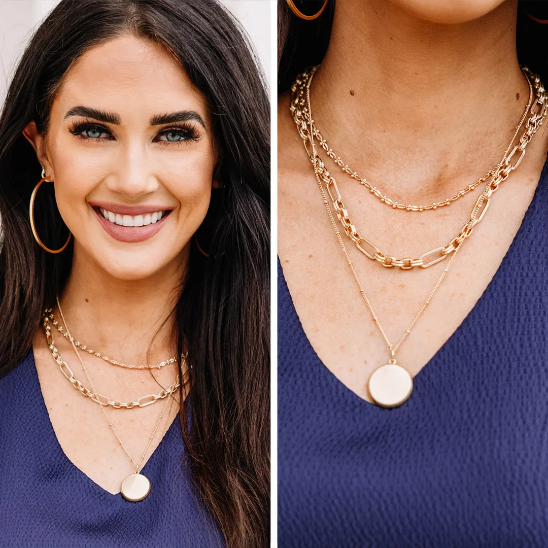 Always On Worn Gold Layered Necklace