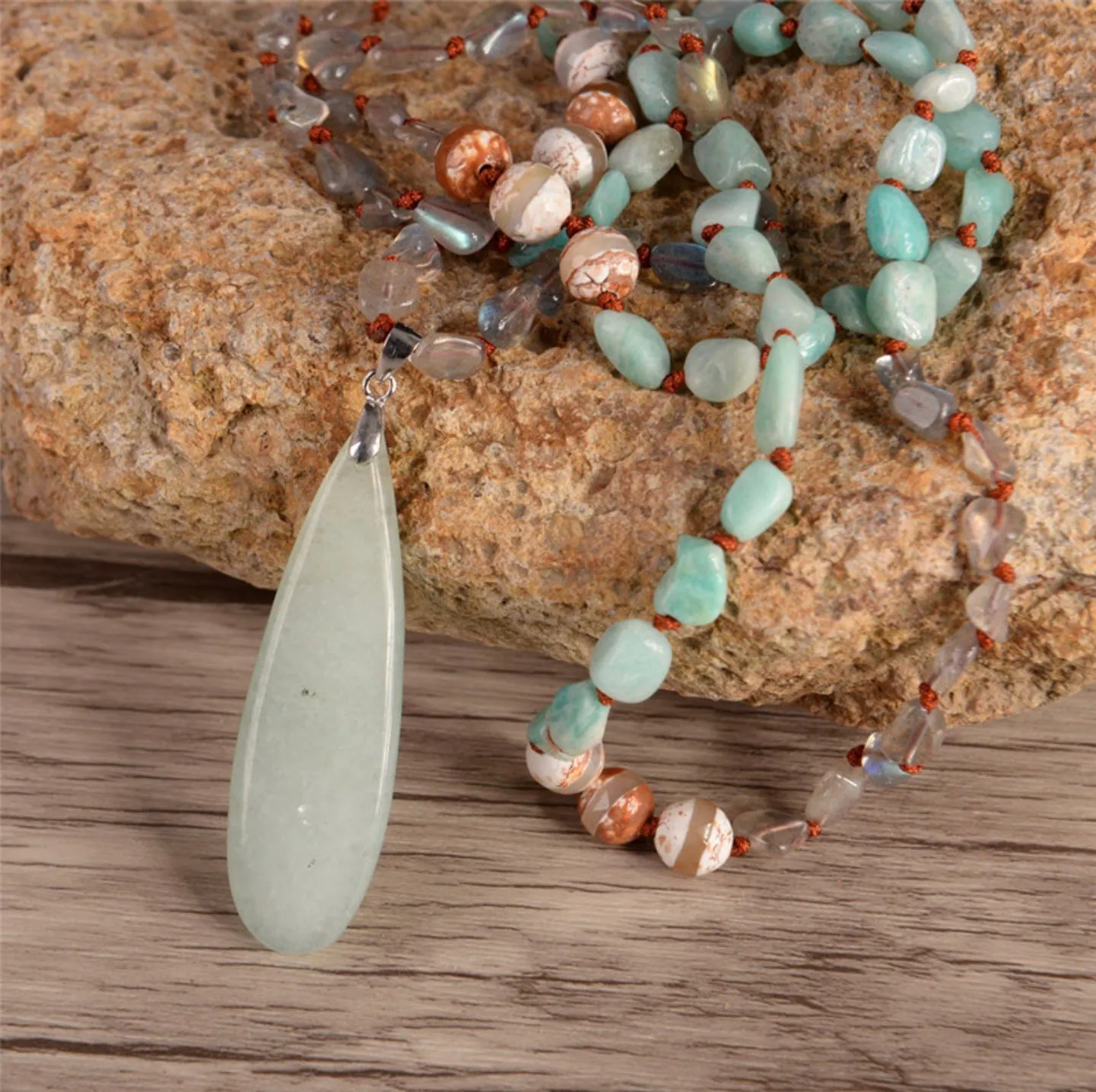 Amazonite Handmade Natural Gemstone Boho Necklace