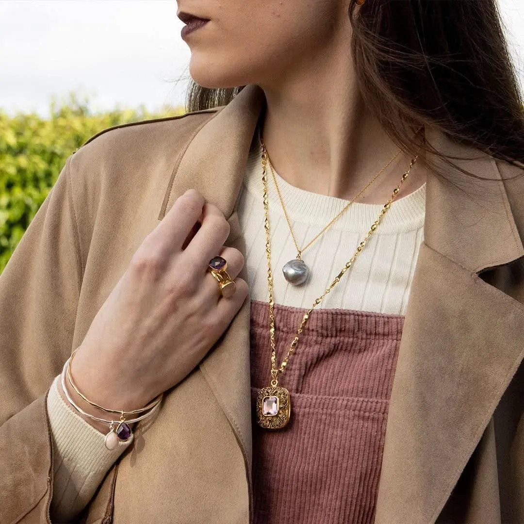 Amethyst Locket Gold   Photos