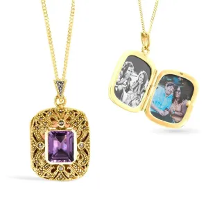 Amethyst Locket Gold   Photos