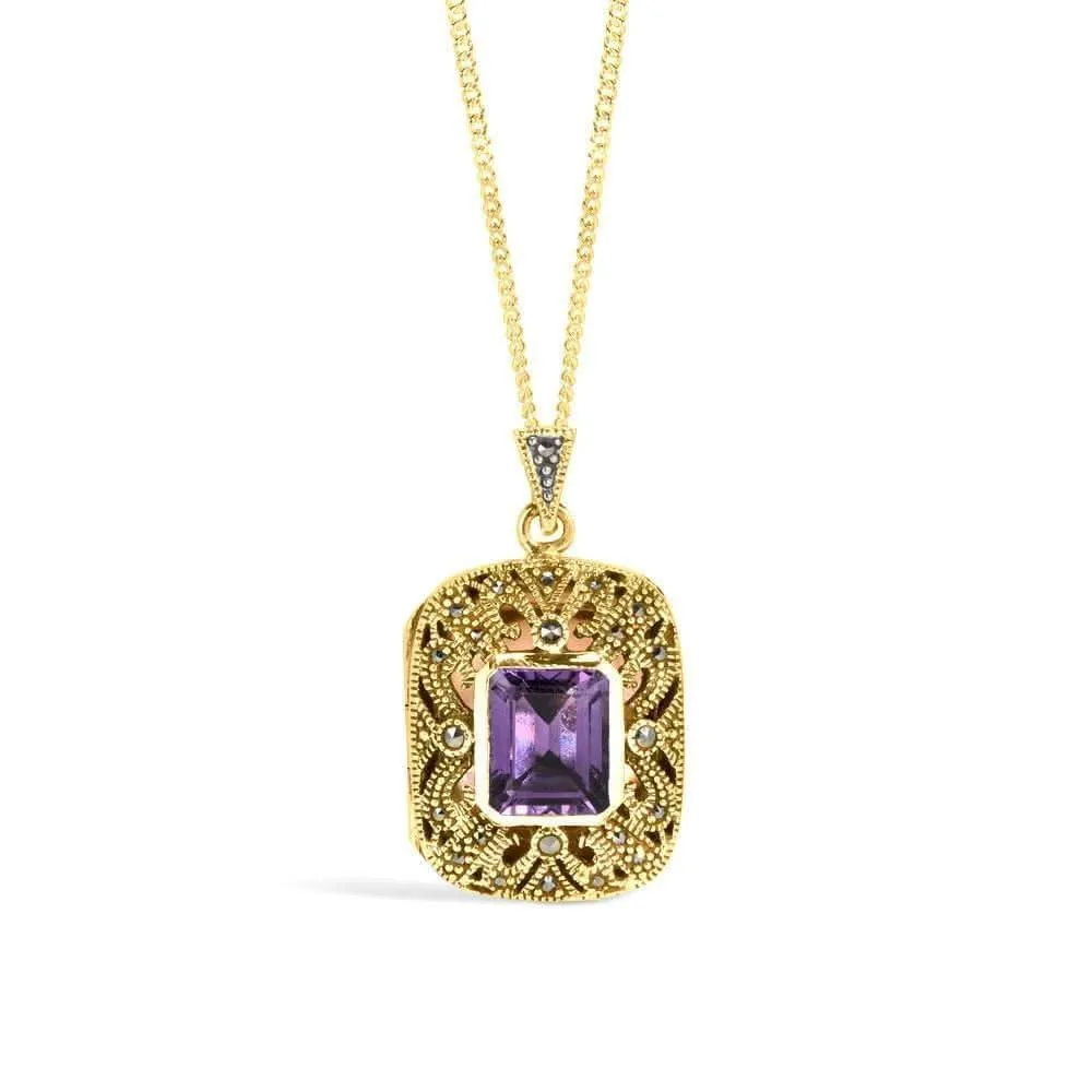 Amethyst Locket Gold   Photos