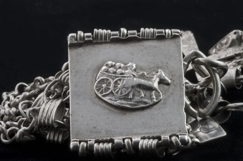 Antique 19th Century Dutch silver bracelet with charms. Hallmarked. j-brvs870