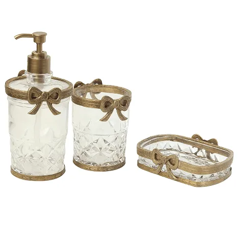Antique Bow-Tied Glass Bathroom  Gold Set
