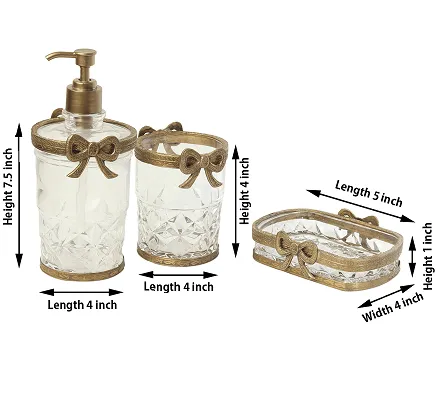 Antique Bow-Tied Glass Bathroom  Gold Set