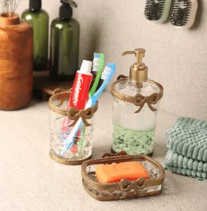 Antique Bow-Tied Glass Bathroom  Gold Set
