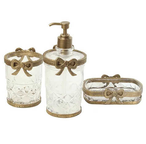 Antique Bow-Tied Glass Bathroom  Gold Set