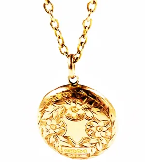 Antique Deep Bodied Hallmarked 9 Carat Gold Locket Necklace Hair Art Mourning Jewellery 1905
