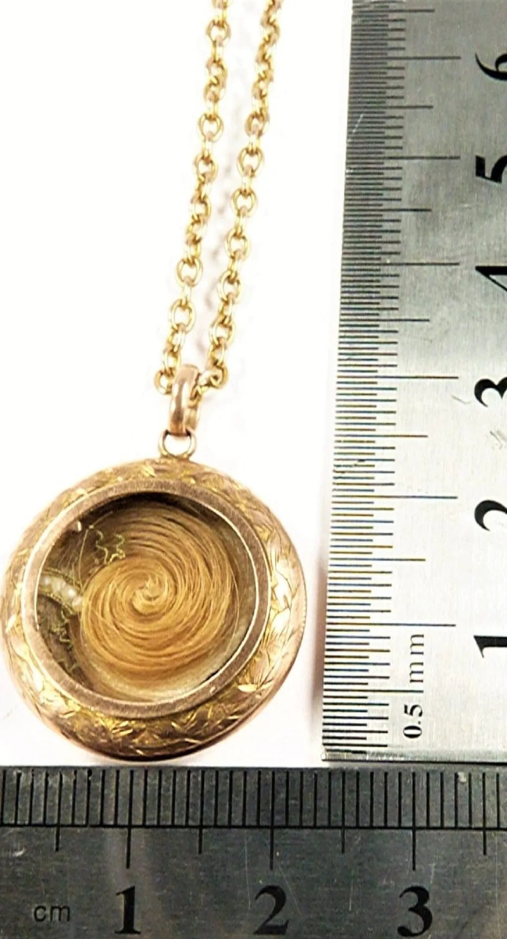 Antique Deep Bodied Hallmarked 9 Carat Gold Locket Necklace Hair Art Mourning Jewellery 1905