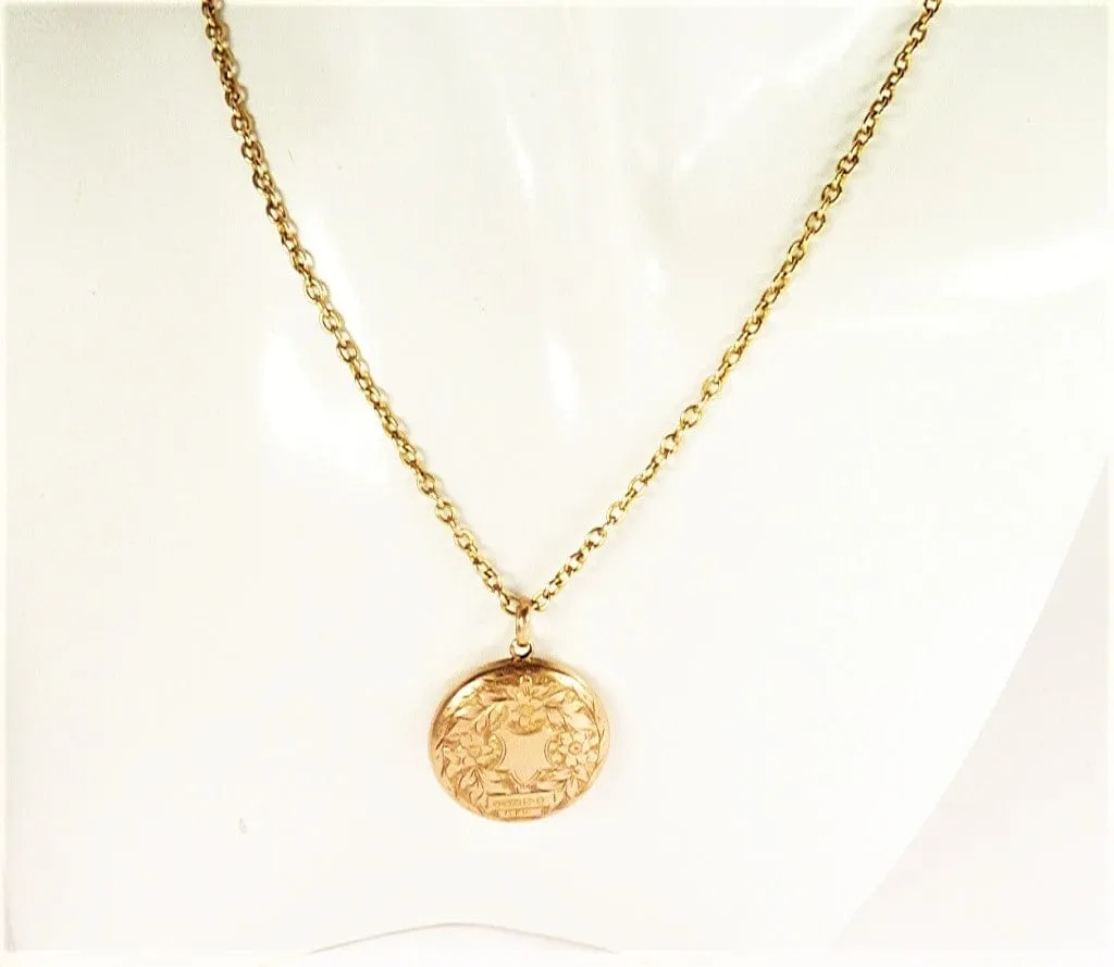 Antique Deep Bodied Hallmarked 9 Carat Gold Locket Necklace Hair Art Mourning Jewellery 1905
