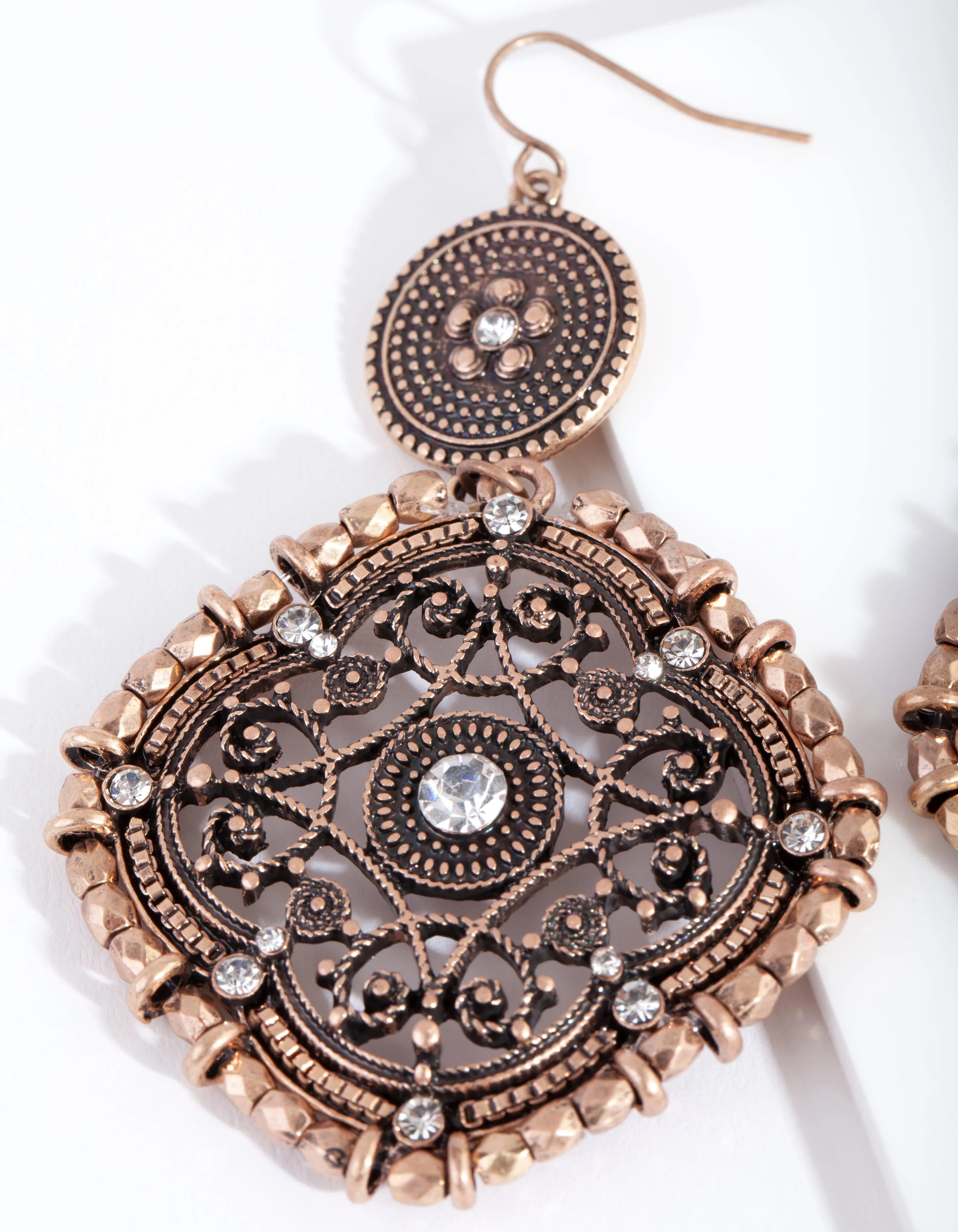 Antique Gold Bead Disc Earring