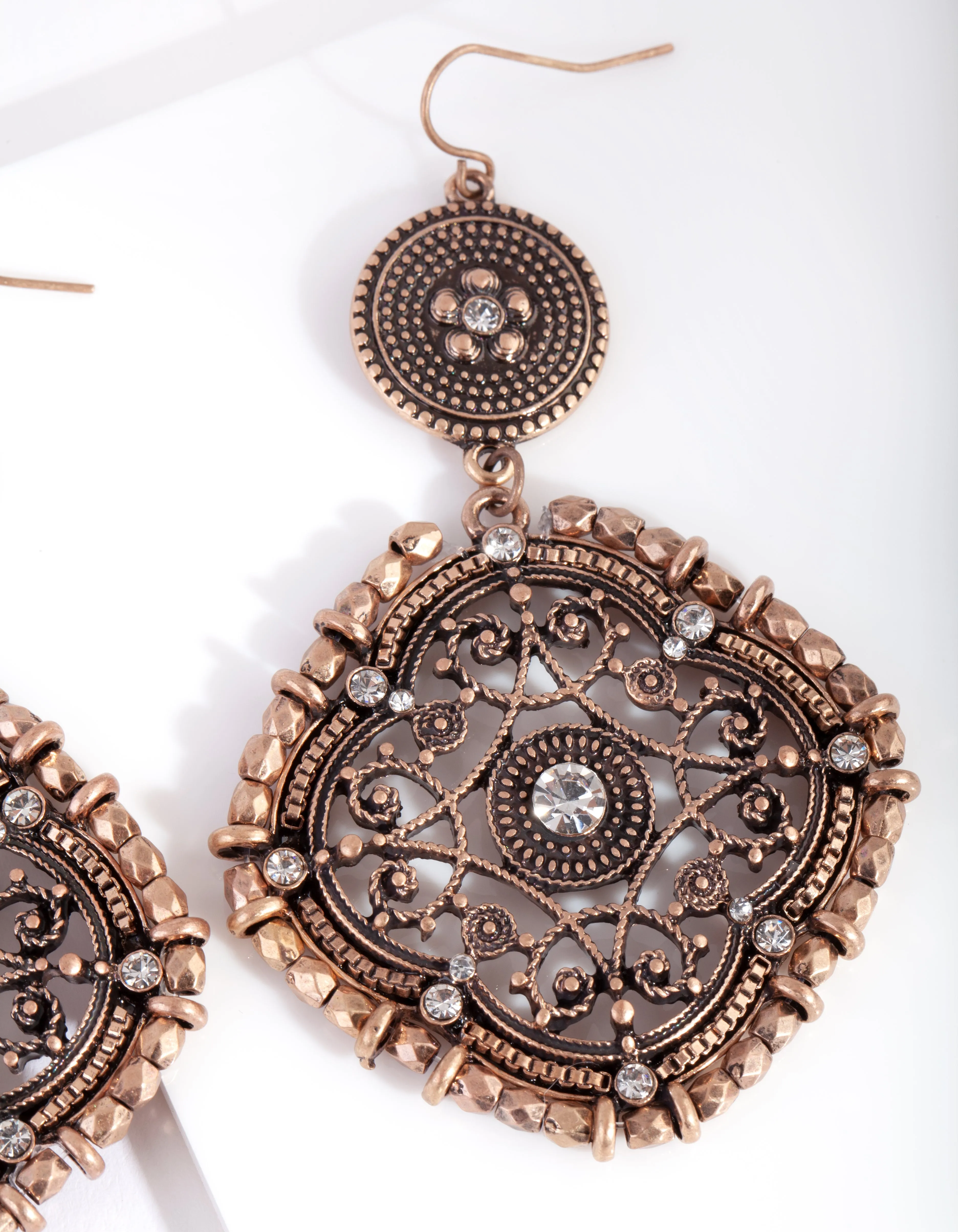 Antique Gold Bead Disc Earring