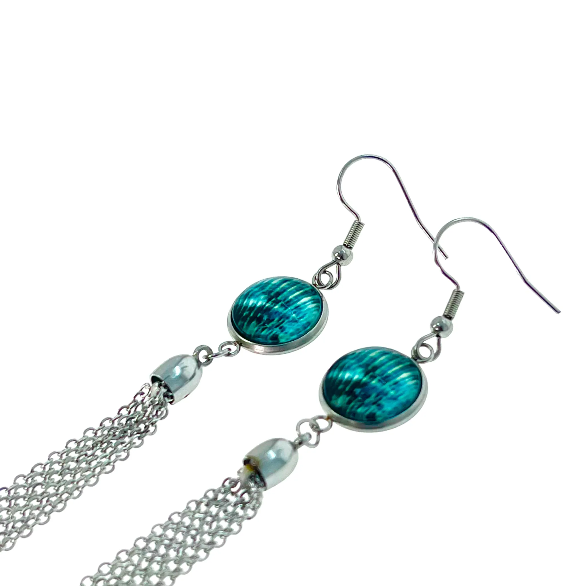 Aqua Gypsy Tassel Earrings
