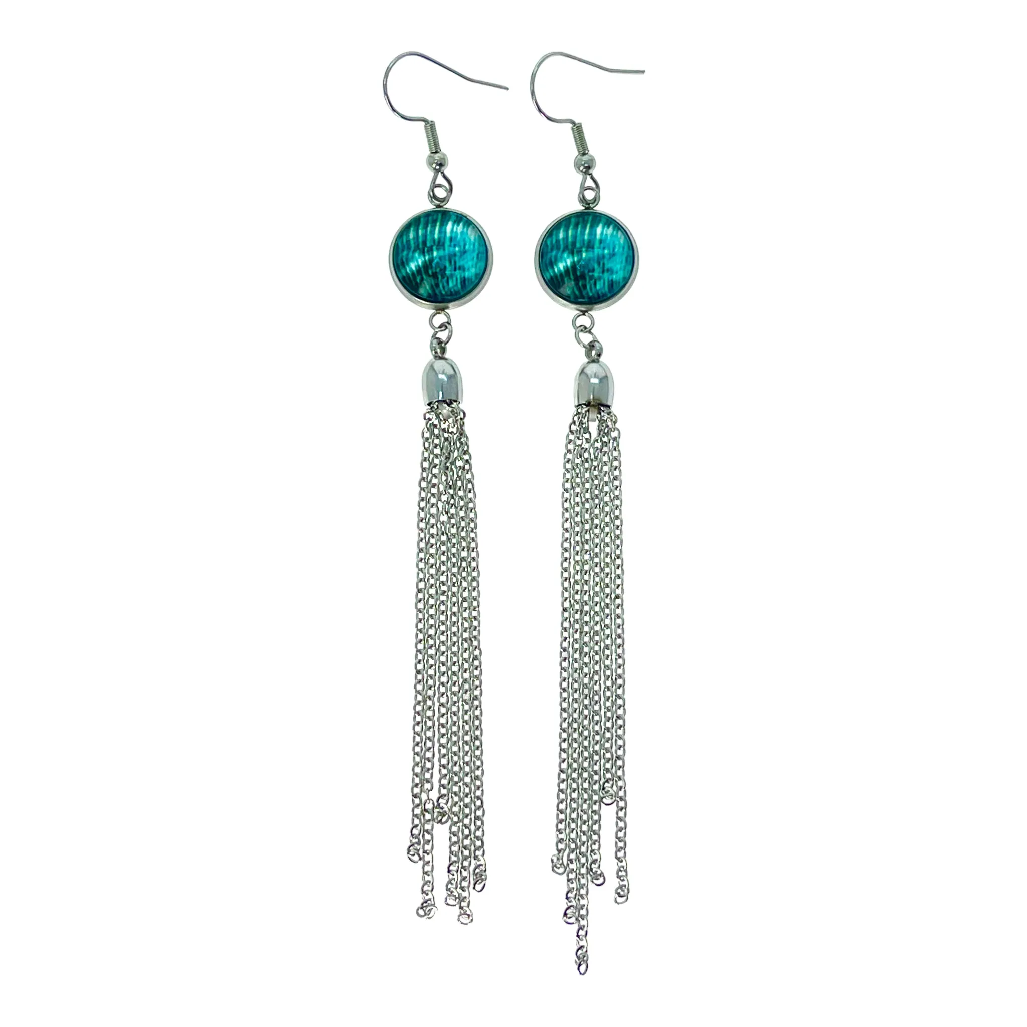 Aqua Gypsy Tassel Earrings