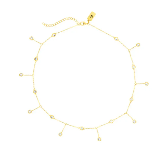 Arabella Shaker Crystal Teared Necklace In Gold