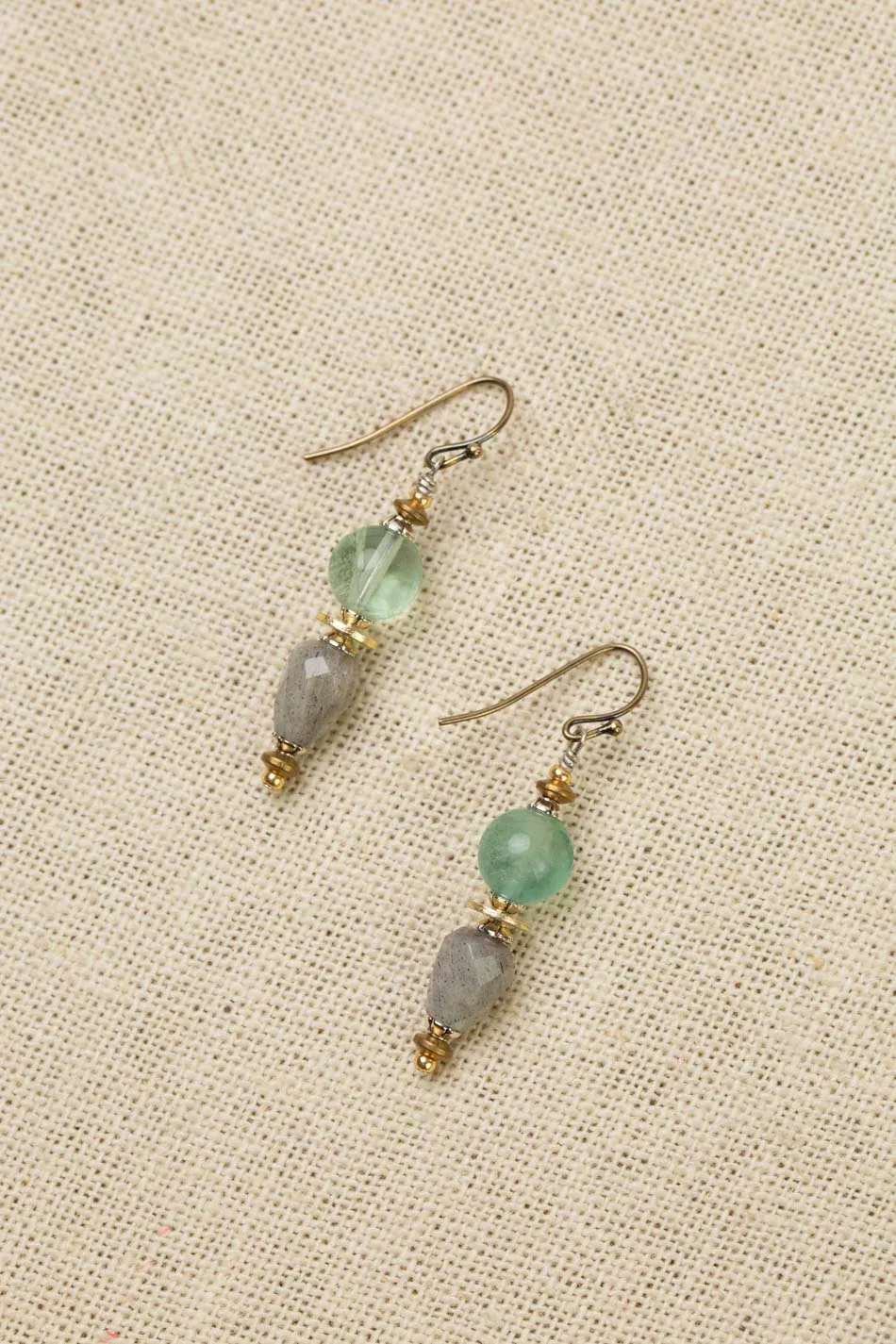 Aspire Faceted Labradorite And Green Fluorite Simple Earrings
