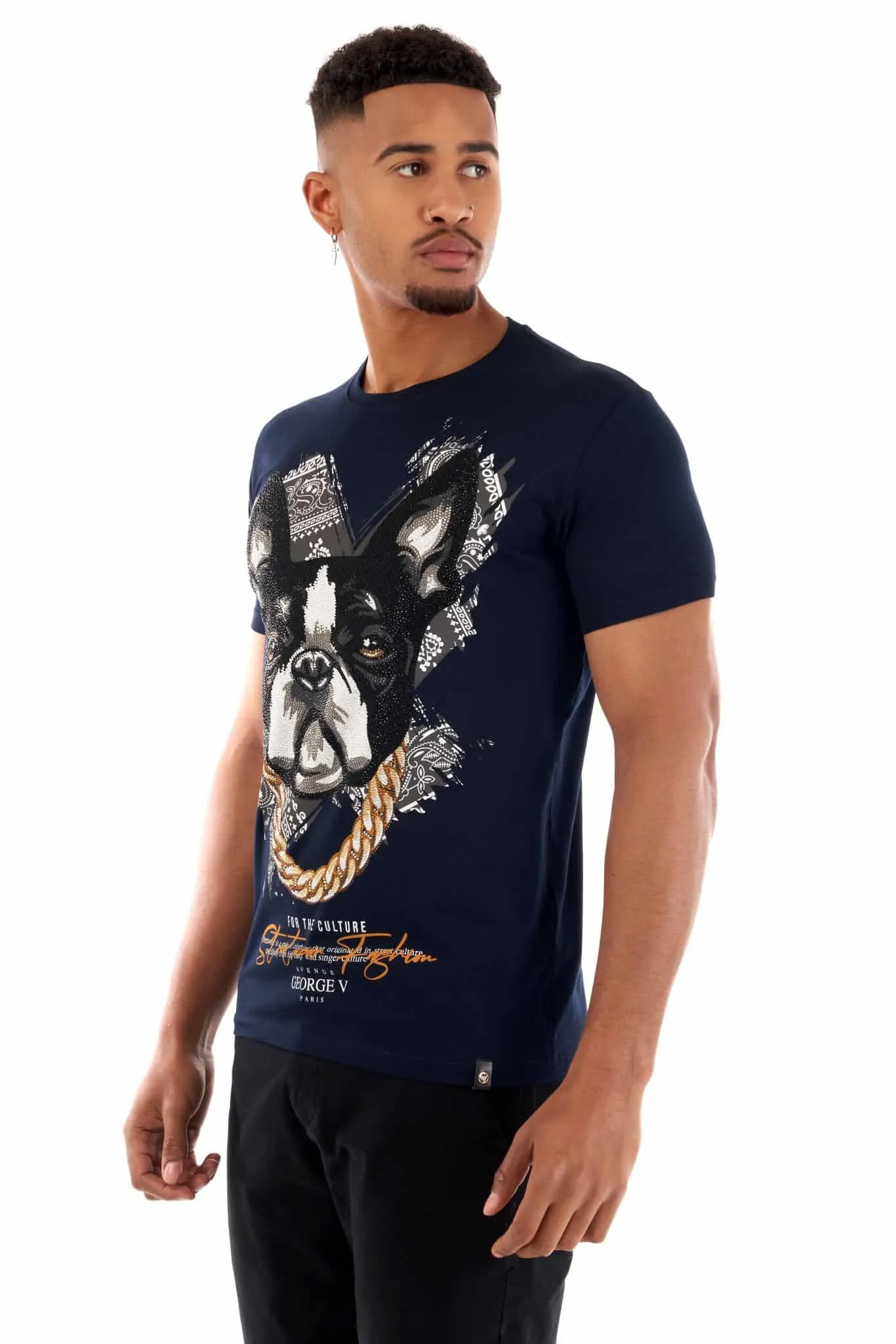 Avenue George V Paris Navy Chains T-Shirt