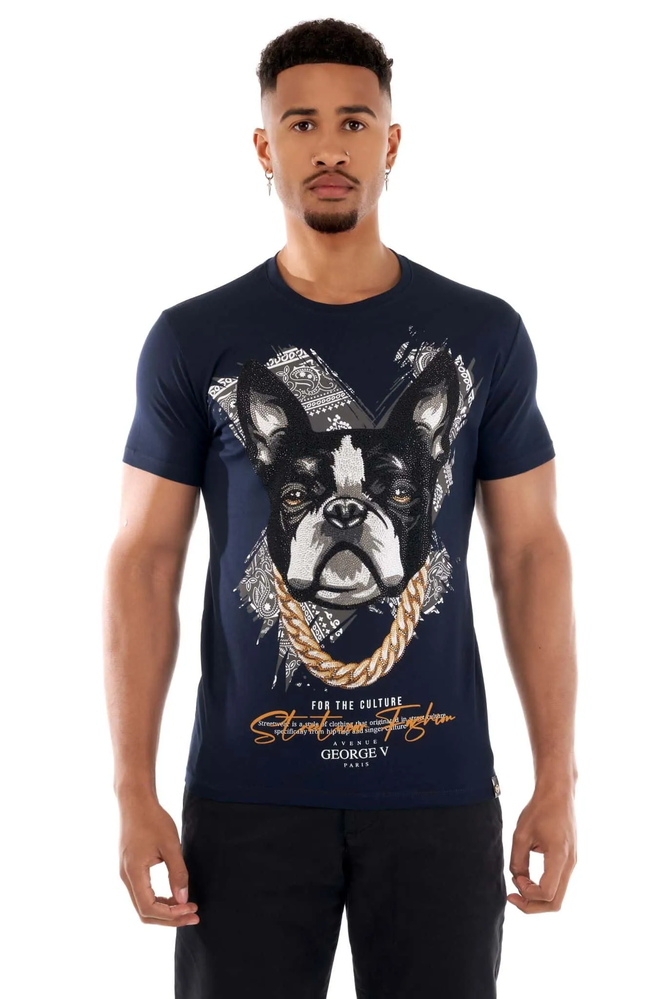 Avenue George V Paris Navy Chains T-Shirt
