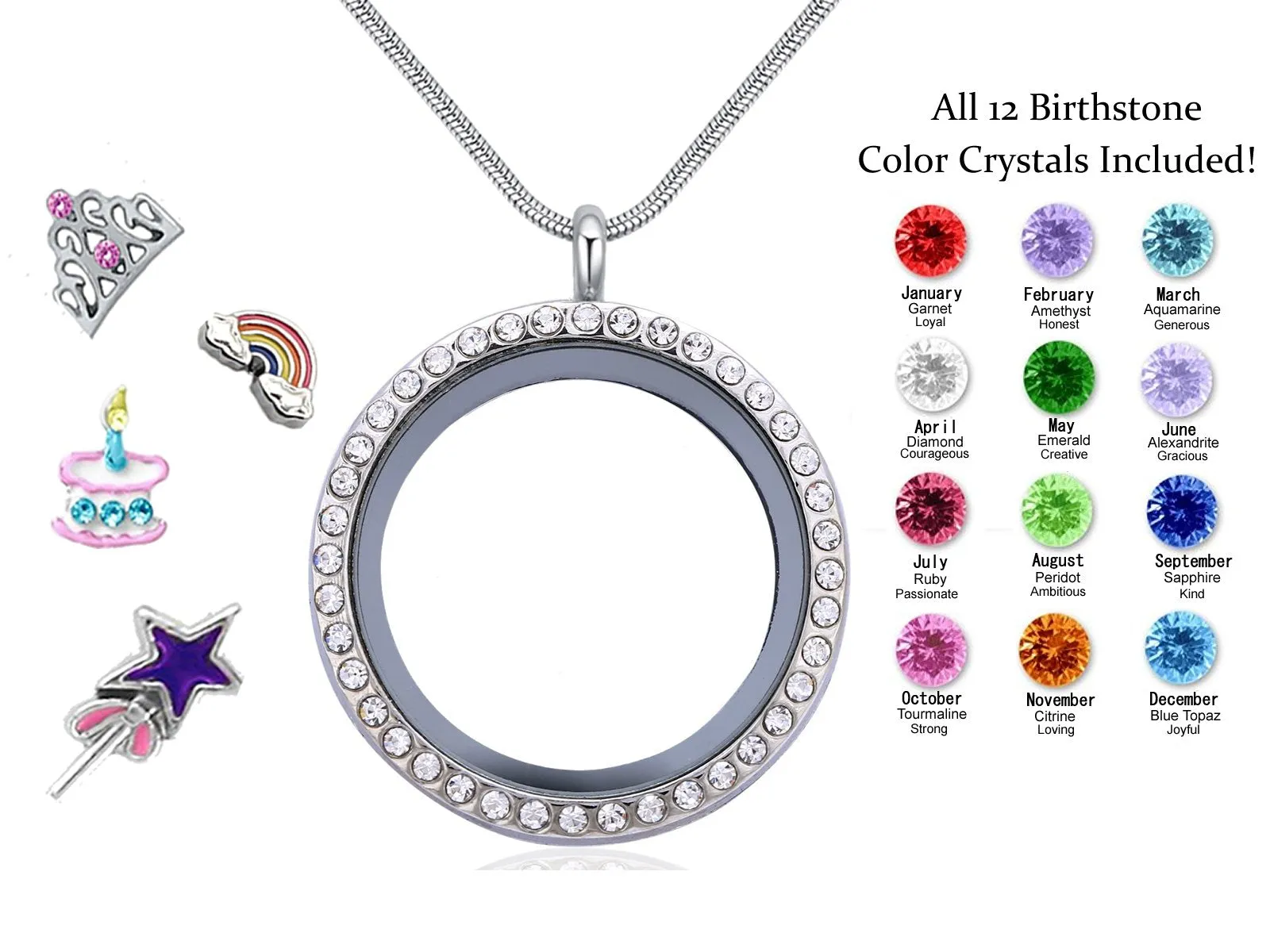beffy Girl's Happy Birthday Gift & Sweet Sixteen, Teen Girl Gift, Floating Living Memory Charms Lockets Necklace HappyBirthdayGift-C001