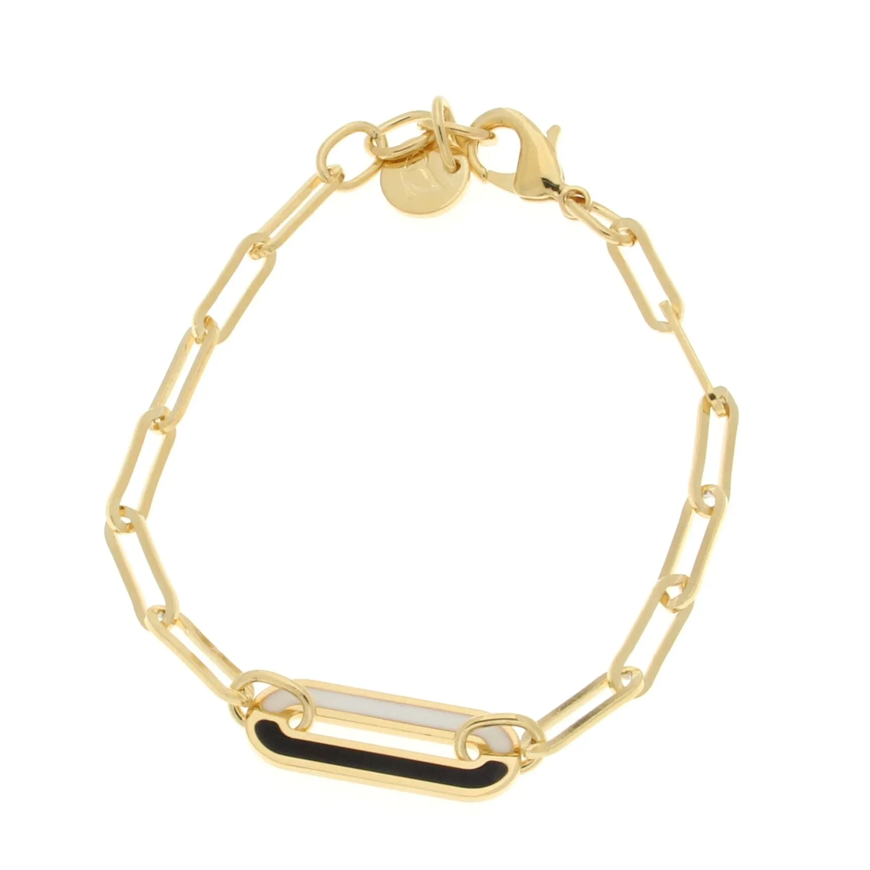 Black & White Enamel Station Paperclip Bracelet