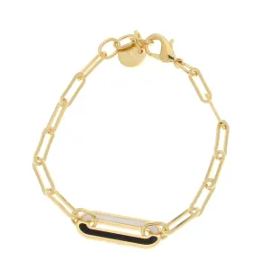 Black & White Enamel Station Paperclip Bracelet