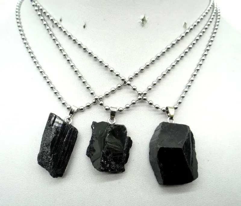 Black Tourmaline Unisex Slide Pendant - Chic Charm & Mood Tracker