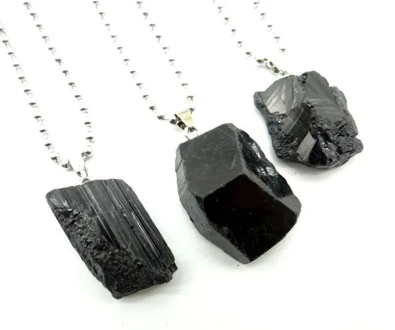 Black Tourmaline Unisex Slide Pendant - Chic Charm & Mood Tracker
