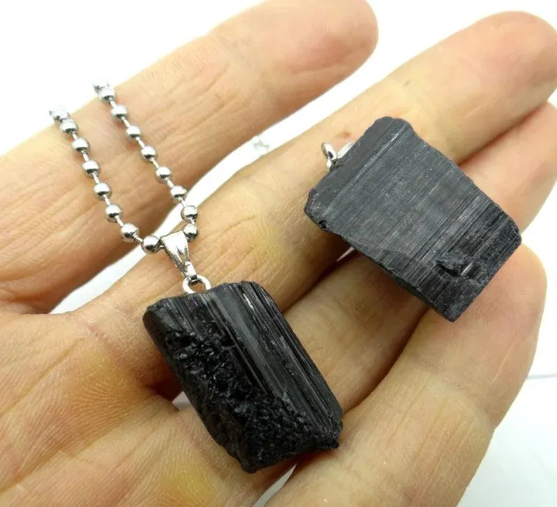 Black Tourmaline Unisex Slide Pendant - Chic Charm & Mood Tracker