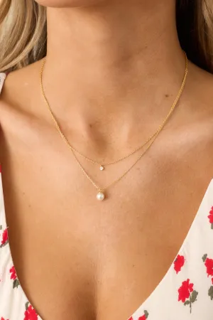 Blissful Retreat Gold & Ivory Pearl Layered Necklace