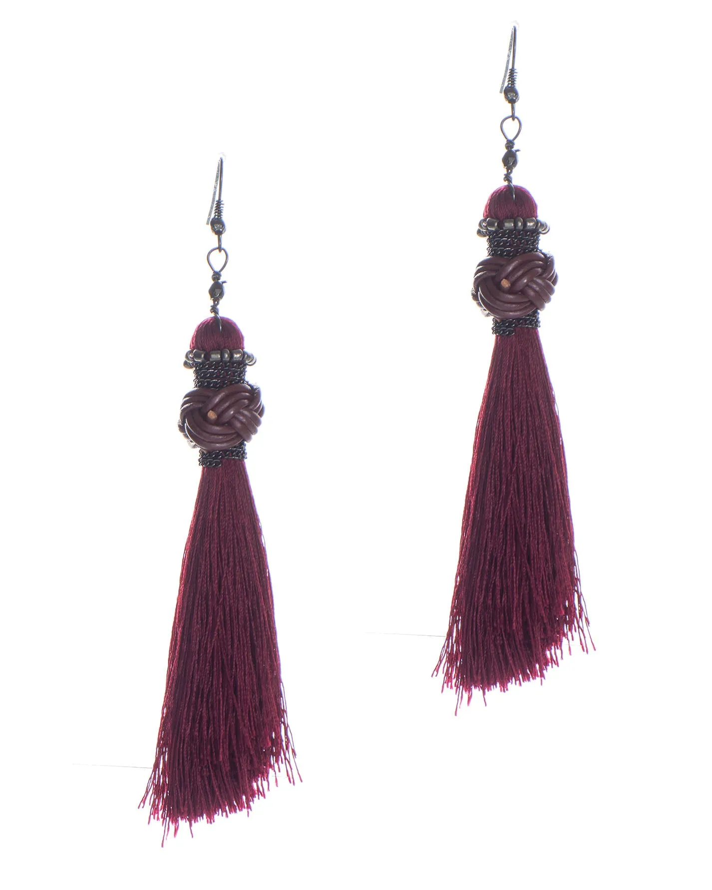 Bohemian Chic Long Embellished Tassel Fringe Drop Earrings