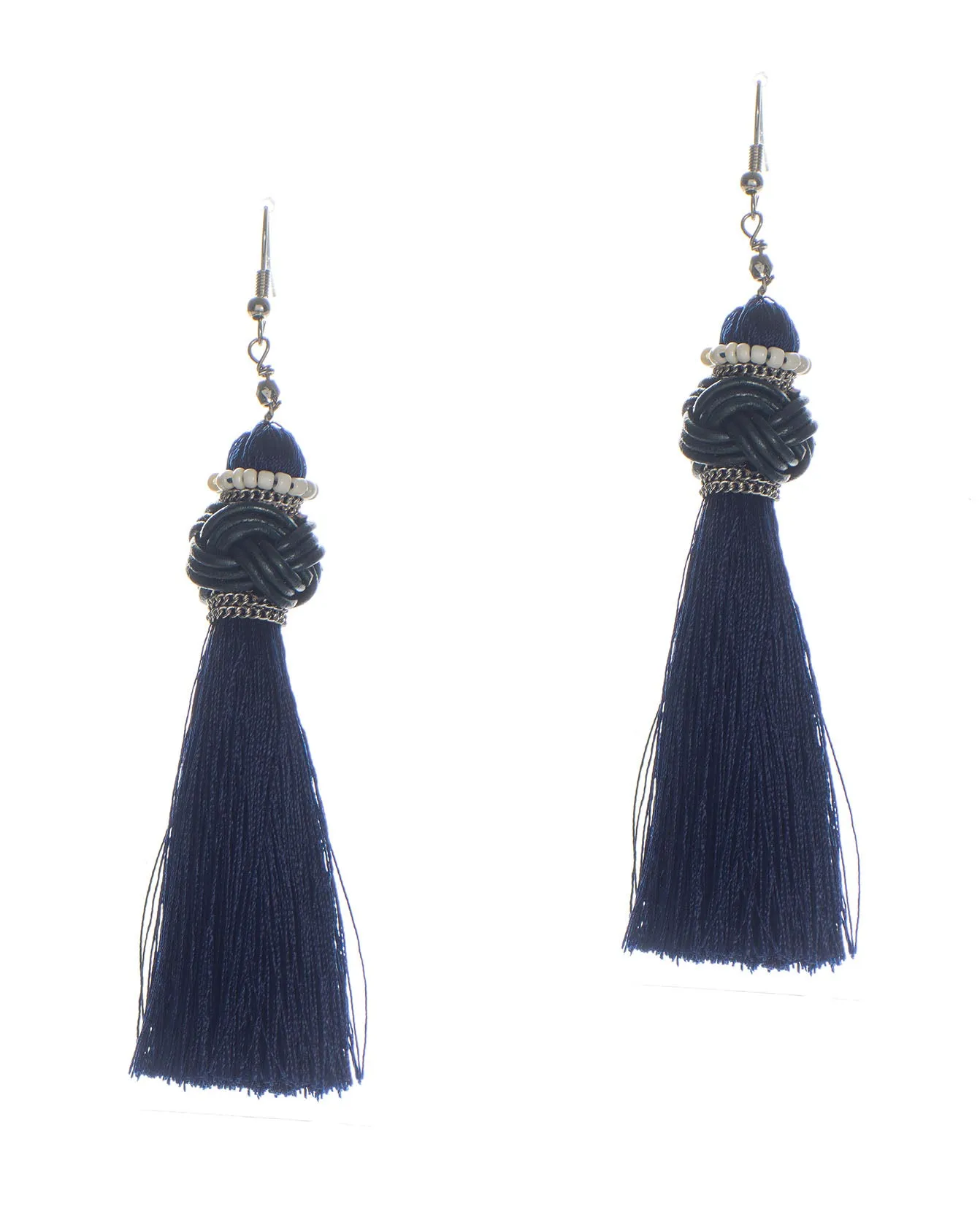 Bohemian Chic Long Embellished Tassel Fringe Drop Earrings