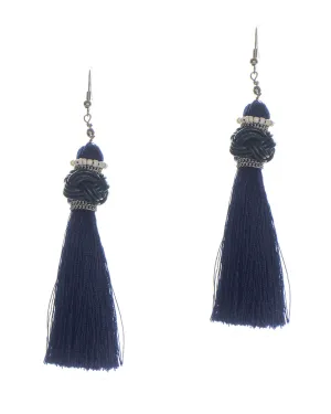Bohemian Chic Long Embellished Tassel Fringe Drop Earrings