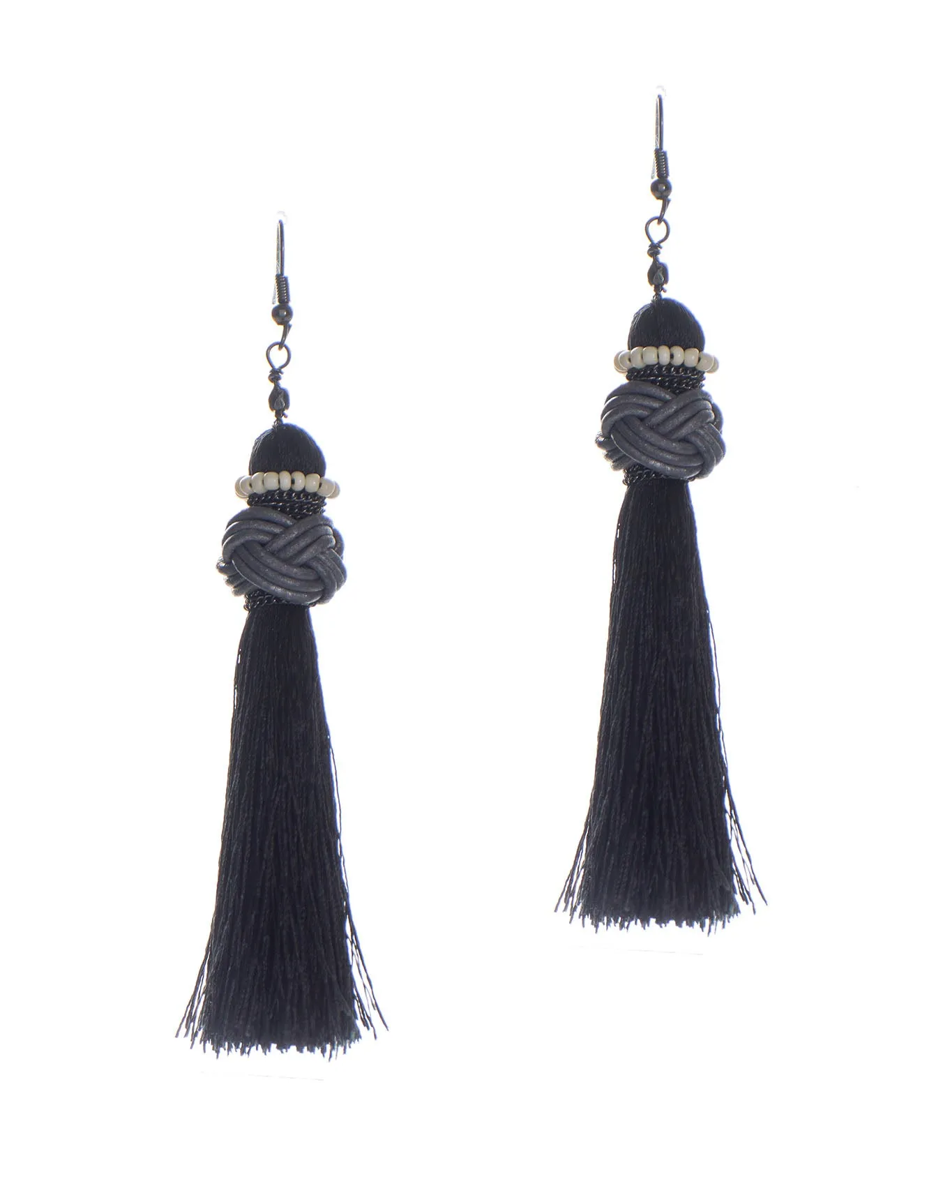 Bohemian Chic Long Embellished Tassel Fringe Drop Earrings