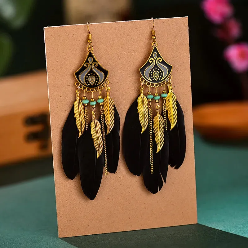 Bohemian Ethnic Feather Earrings For Women
