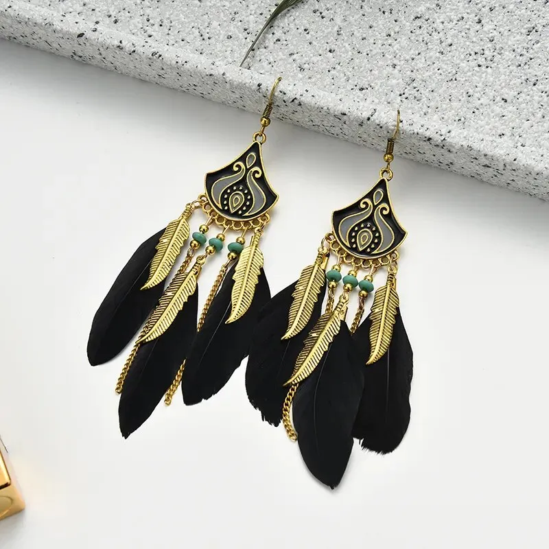 Bohemian Ethnic Feather Earrings For Women