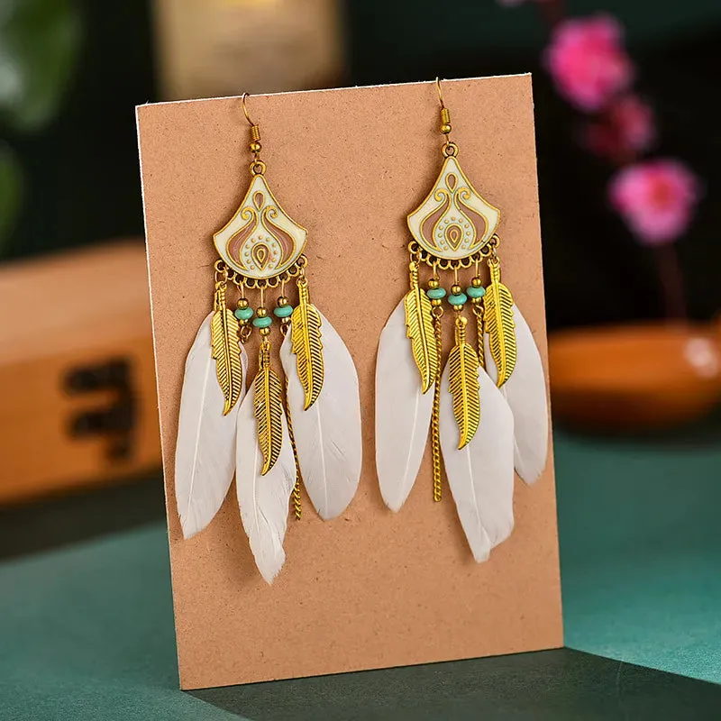 Bohemian Ethnic Feather Earrings For Women