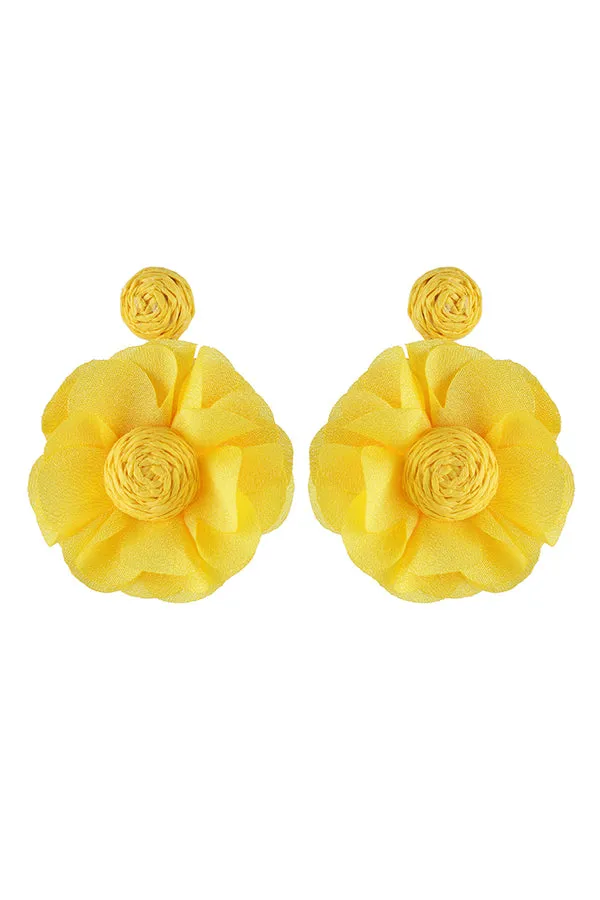 Bohemian Resort Style Fabric Flower Earrings