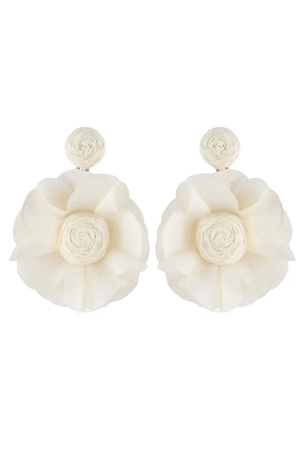 Bohemian Resort Style Fabric Flower Earrings