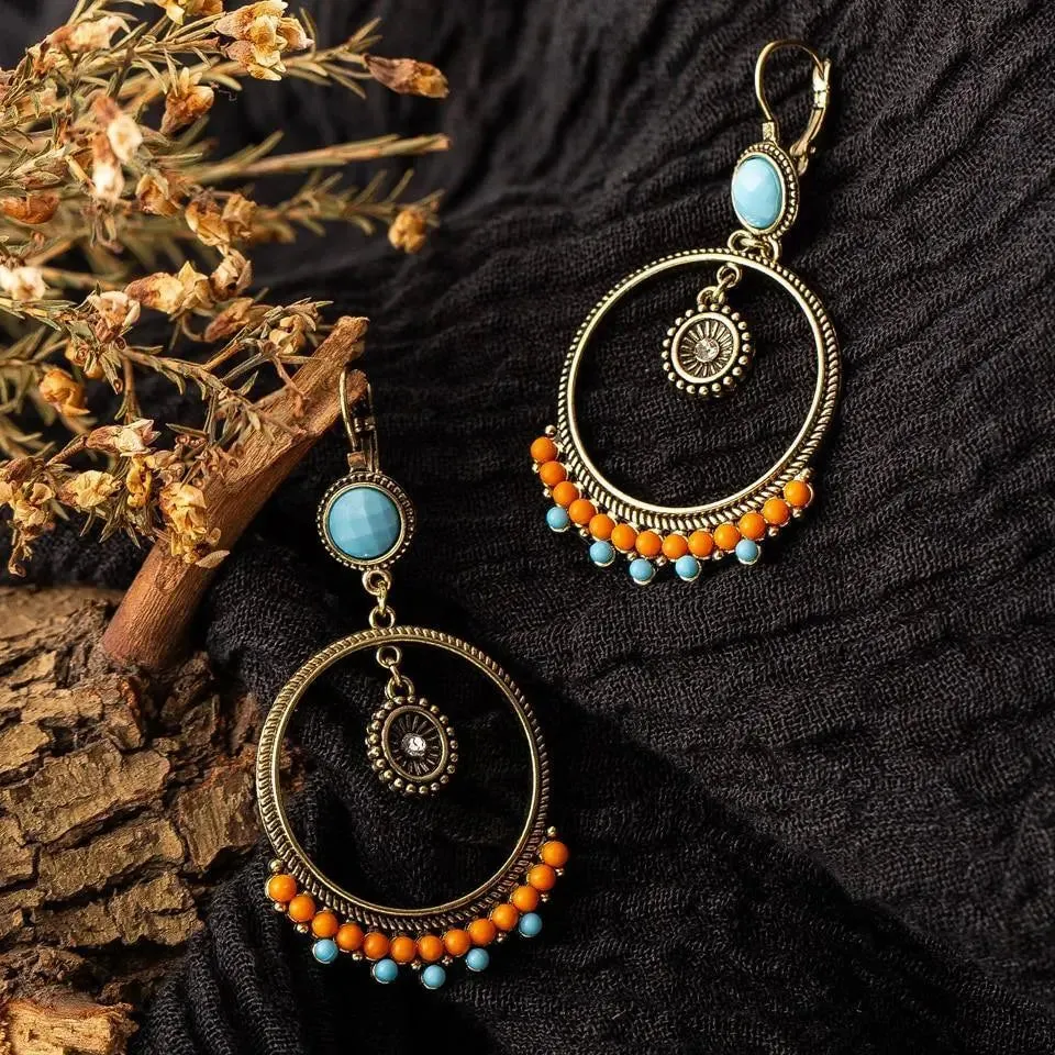 Bohemian Round Beads Drop Earrings