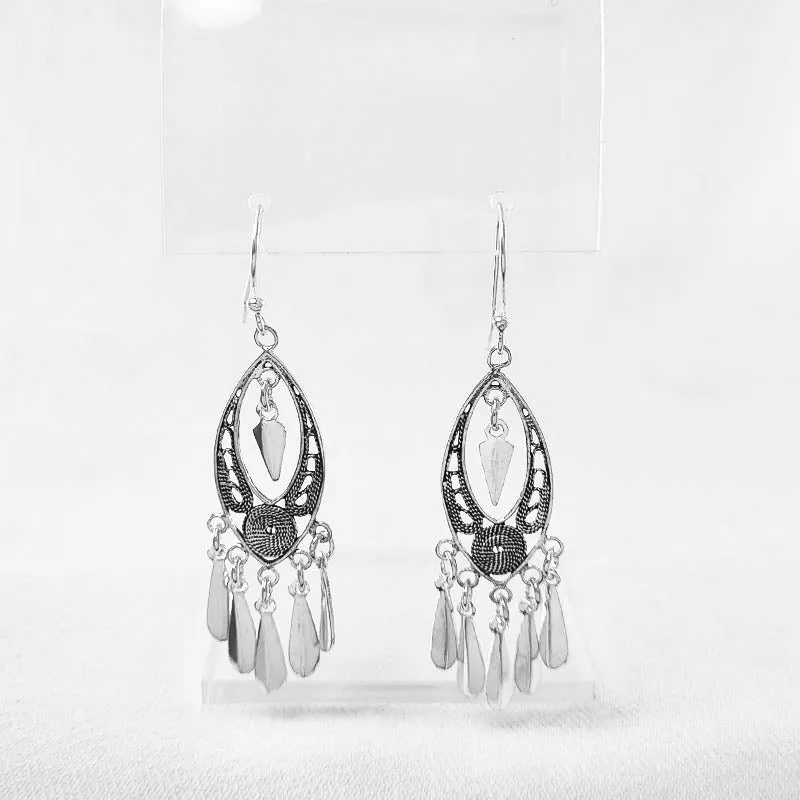 Bohemian Silver Drop Earrings
