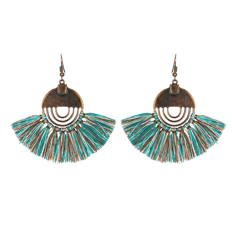 Bohemian Tassel Fan Earrings
