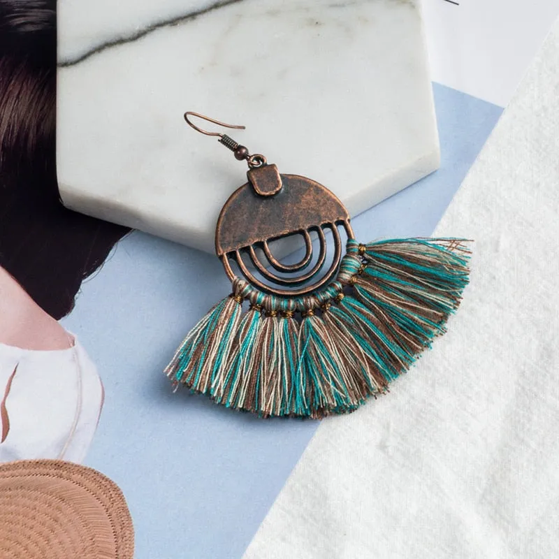 Bohemian Tassel Fan Earrings