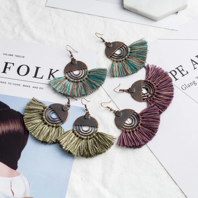 Bohemian Tassel Fan Earrings