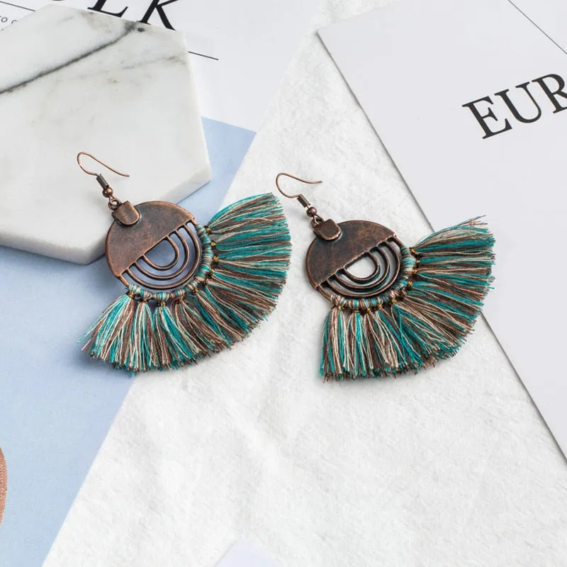 Bohemian Tassel Fan Earrings