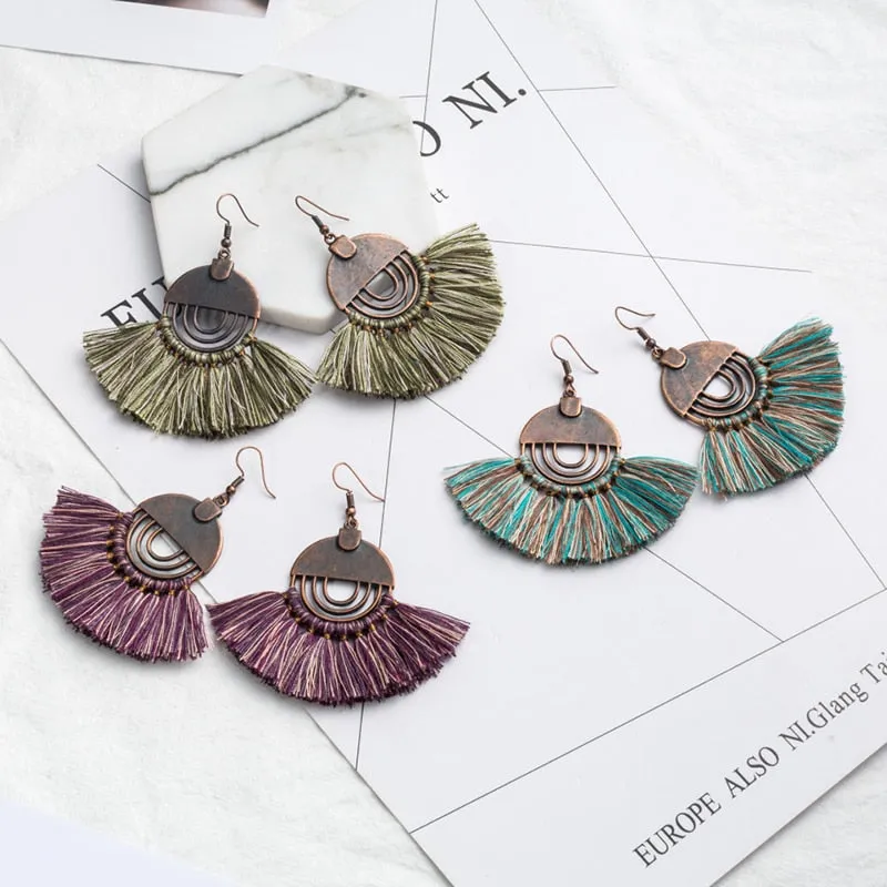 Bohemian Tassel Fan Earrings