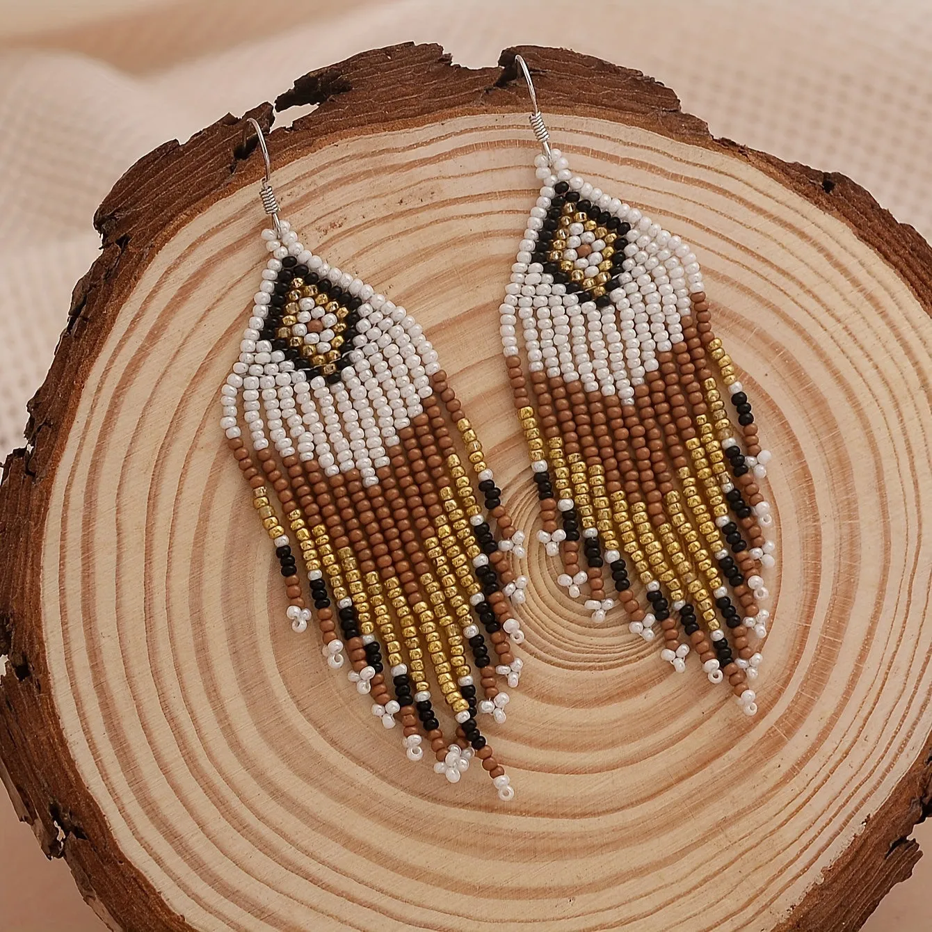 Boho Beaded Tassel Dangle Earrings